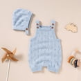 thumbnail image 1 of Summer Baby Rompers Sleeveless Infant Boy Girl Jumpsuit Outfit Knit Cotton Newborn Toddler Clothing Hat Hollow Out Playsuit 2PCS, 1 of 5