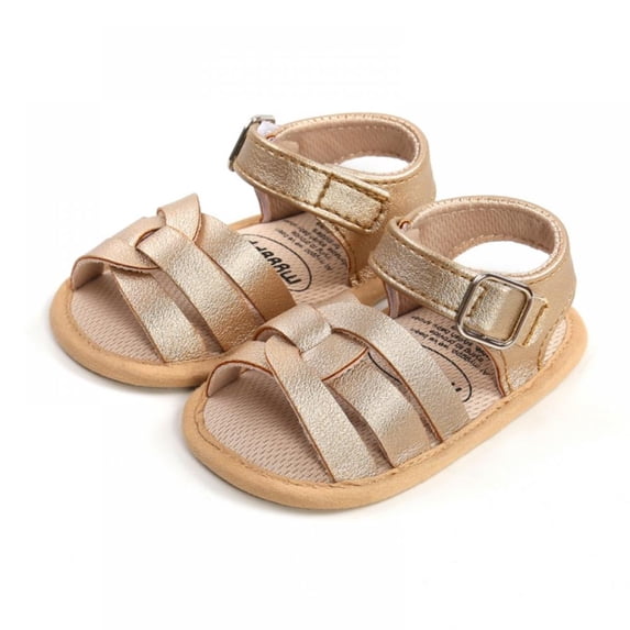 Summer Baby Soft Bottom Sandal Toddlers Beach Sandals Non-slip Flat First Walkers Shoes 0-18 Month Brown/Gold/White/Black