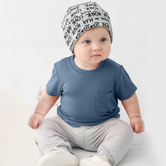 Summer Baby Thin Short‑Sleeve Tee, Pocket‑Design Infant Casual Shirt For Outdoor Stroll & Play