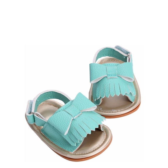 Summer Baby Toddler Girls Leather Tassel Crib Shoes Moccasins Sandals (13/12-18 Months, Green)