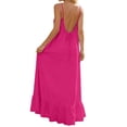 thumbnail image 1 of Summer Backless Cami Dress Womens Spaghetti Strap Swing Flowy Dresses Open Back Ruffle Hem Maxi Sundress Hot Pink, 2XL, 1 of 7