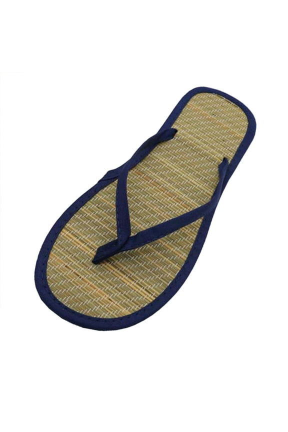 Women's Bamboo Flip Flops Breathable Straw Summer Sandals Non-Slip
