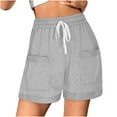 thumbnail image 1 of Summer Basic Shorts For Women Solid Color Drawstrings Short Pant High Waisted Elastic Pants Loose Fitting Leisure Bottoms with Pocket, 1 of 6
