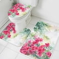 thumbnail image 1 of Summer Bathroom Rugs Set Red Flowers Pastoral Butterfly Non Slip Absorbent Soft Bath Mats 3 Piece Set with Bathroom Rug, U-Shaped Floor Mat, Toilet Seat Cover Small Size, 1 of 9