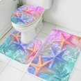 thumbnail image 1 of Summer Bathroom Rugs Set Romantic Yellow Blue Starfish Plant Non Slip Absorbent Soft Bath Mats 3 Piece Set with Bathroom Rug, U-Shaped Floor Mat, Toilet Seat Cover Small Size, 1 of 9
