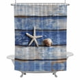 thumbnail image 1 of Summer Bathroom Shower Curtain, Beach Starfish Shell Blue Gradient Wood Grain Modern Waterproof Washable Soft Bath Curtain for Bathtub Decor with 12 Hooks&Grommet, 72x72 Inch, 1 of 9