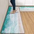 thumbnail image 1 of Summer Beach Anti-Fatigue Kitchen Rug Set of 2 Blue Teal Sea Ocean Modern Cushioned Kitchen Floor Standing Mat Waterproof Non-Slip Kitchen Mat and Rugs PVC Ergonomic Comfort Foam Rug, 1 of 6