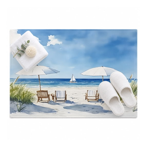 Summer Beach Area Rug 2'x3', Sun Umbrella Mat Non-Slip Silicone Backing ...