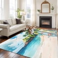 thumbnail image 1 of Summer Beach Area Rug 5x7 FT, Non Slip Bedroom Throw Carpet, Tropical Coastal Palm Tree Surfboard Washable Soft Floor Carpet Non-Shedding Rug for Dining Room Bedside Classroom Desk, 1 of 9
