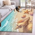 thumbnail image 1 of Summer Beach Area Rugs 4'x6', Washable Small Throw Rugs for Office Bathroom, Coastal Ocean Waves Sandy Conch Starfish Indoor Outdoor Rug Non-Slip Low Pile Carpet Runner Reversible Floor Mats, 1 of 8