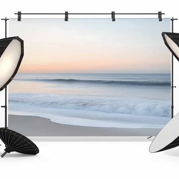 Summer Beach Backdrop for Photoshoot, Photography Photo Studio Background Wall Backdrop, Coastal Nautical Seaside Ocean Back Drop Banner Panel for Portraits Wedding Party Live Streaming Decor 7x5Ft