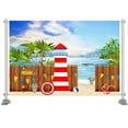 thumbnail image 1 of Summer Beach Backdrop Surfboard Van Palm Tree Holiday Seaside Toy Kids Newborn Portrait Customized Photography Background, 1 of 5