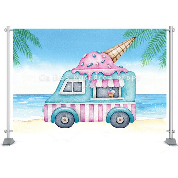 Summer Beach Backdrop Surfboard Van Palm Tree Holiday Seaside Toy Kids Newborn Portrait Customized Photography Background