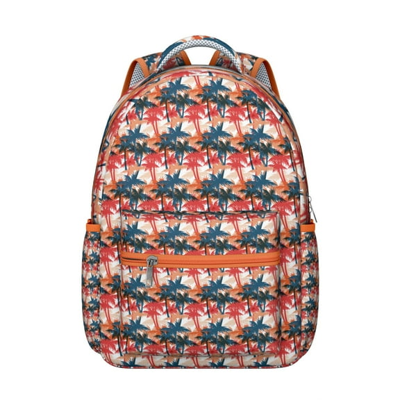 Summer Beach Backpack Hawaiian Print, Jungle Leaves, Exotic Floral School Bag Colorful Students Travel Backpack