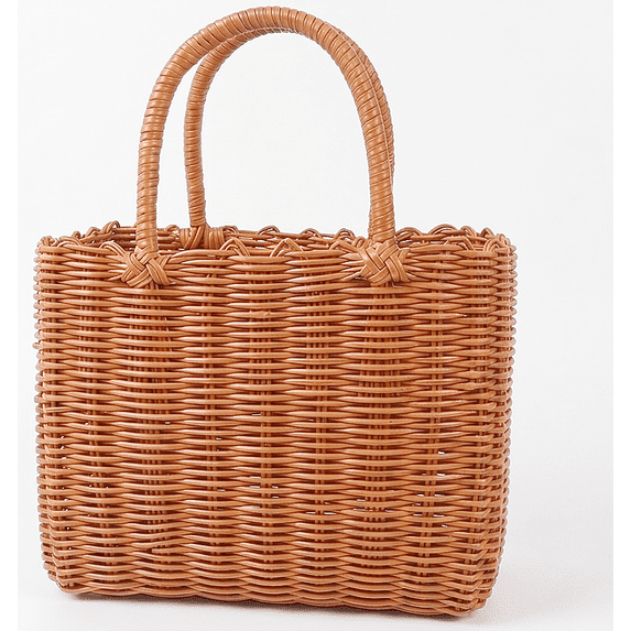 Summer Beach Bag, Women's Straw Tote Bag, Hand-Woven Rattan Style Basket with Integrated Dual Top Handles Storage Organizer Purse for Outdoor Picnic Travel