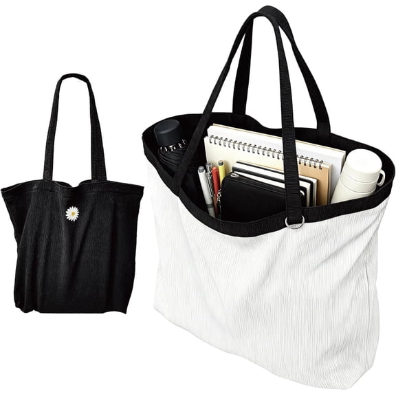 Summer Beach Bag for Women, Lightweight Soft Tote with Strap, Foldable Packable Pool Carryall with Pockets