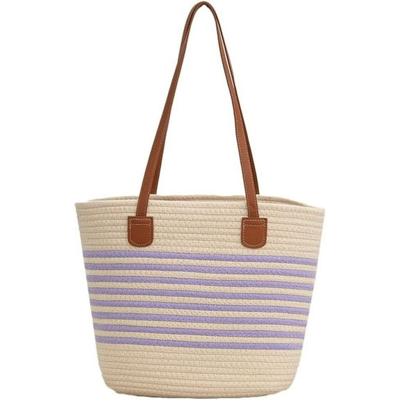 Summer Beach Bag for Women Stripes Woven Tote Bag Casual Classics Hand Shoulder Bags Hobo Bags with Large Capacity