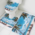 thumbnail image 1 of Summer Beach Bathroom Rugs Set Coconut Tree Ocean Sky Vacation Non Slip Absorbent Soft Bath Mats 3 Piece Set with Bathroom Rug, U-Shaped Floor Mat, Toilet Seat Cover Small Size, 1 of 9