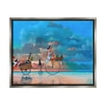 thumbnail image 1 of Summer Beach Bike Ride Reflection Coastal Painting Luster Gray Framed Art Print Wall Art, 1 of 6
