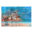 thumbnail image 1 of Summer Beach Bike Ride Reflection Coastal Painting Unframed Art Print Wall Art, 1 of 6