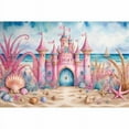 thumbnail image 1 of Summer Beach Birthday Party Backdrop Mermaid ss Castle Shell Sand Background Custom Candy Land Photography Props, 1 of 8