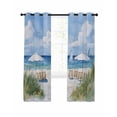 thumbnail image 1 of Summer Beach Blackout Curtains for Bedroom Living Room, Sun Umbrella Ocean 63 In Long Thermal Insulated Room Darkening Drapes Grommet Window Treatments, 52 x 63 In, 1 of 9