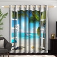 thumbnail image 1 of Summer Beach Blackout Curtains, Sea Waves Shell Starfish, Room Darkening Grommet Curtains, White Window View, 52"x63", 2 Panel, 1 of 6