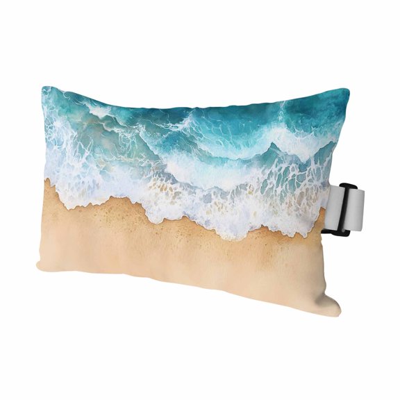 Summer Beach Blue Ocean Outdoor Pillow for Chaise Lounge Chair,Water Ripple Seaside Sand Waterproof Headrest Lumbar Pillows with Insert&Elastic Strap for Patio Pool Garden Chairs Decor,1 Pack