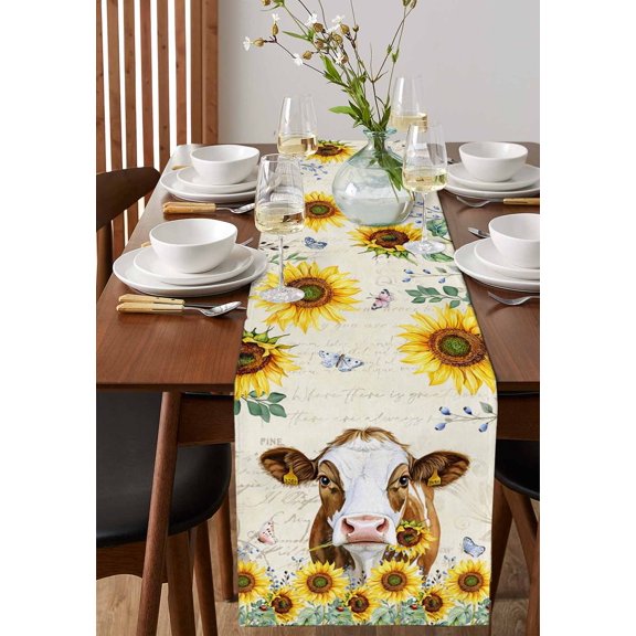 Summer Beach Blue Waves Gradient Water Ripple Table Runner 13x36in Non-Slip Cotton Linen Table Runners, Coastal Seaside Dresser Scarves TableRunner for Dinner Kitchen Dining Wedding Party