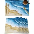 thumbnail image 1 of Summer Beach Blue Waves Placemats Set of 4,Wipeable Washable Table Mats for Dining Tables,Summer Coastal Seaside Place Mats for Kitchen Event Party Tabletop Decor, 1 of 7