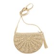 thumbnail image 1 of Summer Beach Boho Women Straw Tassel Semicircle Zipper Crossbody Shoulder Bag, 1 of 7