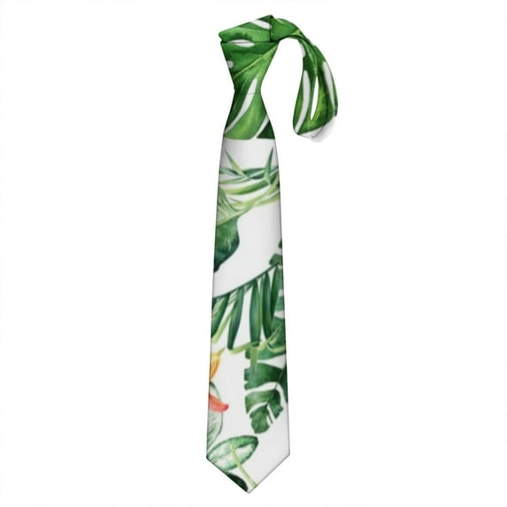 Summer Beach Botanical Necktie - Vibrant Colorful Boho Satin Tie for Weddings & Business