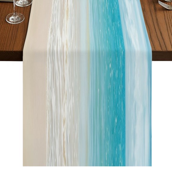 Summer Beach Burlap Cotton Table Runner 13x60 Inches Long, Coastal Ocean Nautical Seaside Farmhouse Table Runners, Outdoor Dining Table Decor for Baby Shower/Party/Wedding