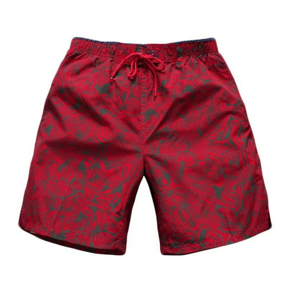 Summer Beach Camouflage Shorts for Men 9 Inch Elastic Waist Drawstring Straight Baggy Swim Trunks Boardshorts with Pockets