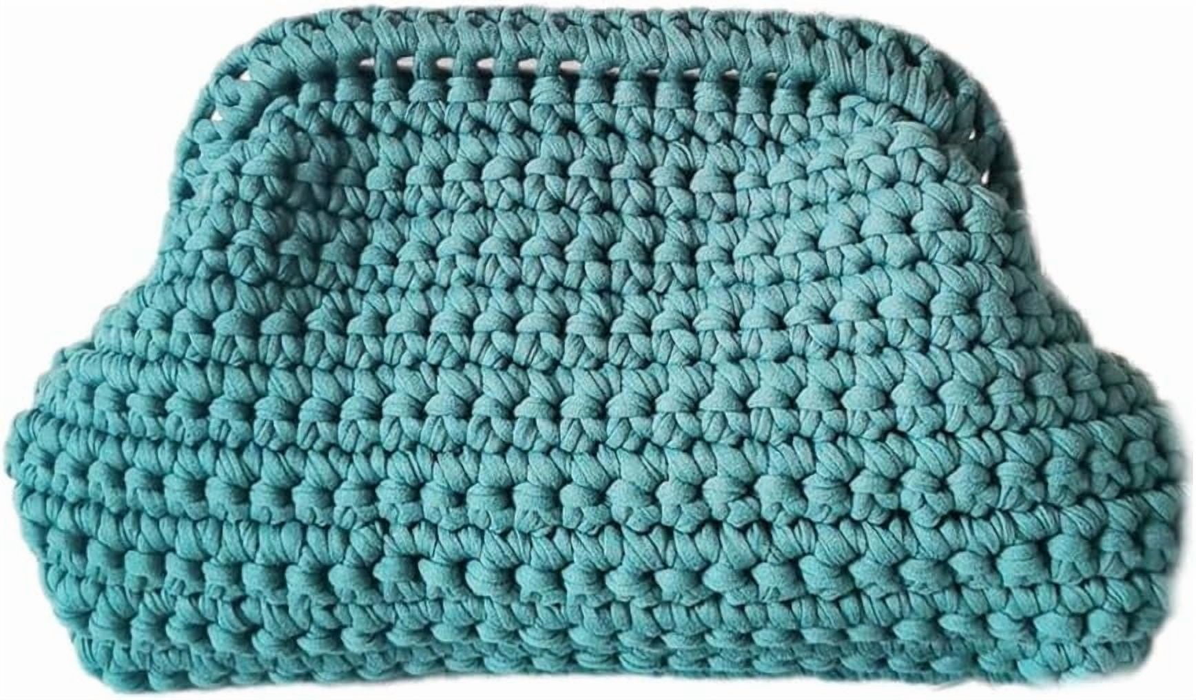 Summer Beach Clutch Purses for Women Woven Crochet Handbags Dumpling Clutch Ruched Cloud Purse Casual Colorblock Bag