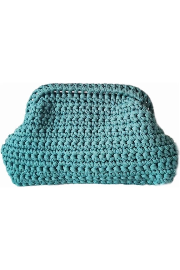 Summer Beach Clutch Purses for Women Woven Crochet Handbags Dumpling Clutch Ruched Cloud Purse Casual Colorblock Bag