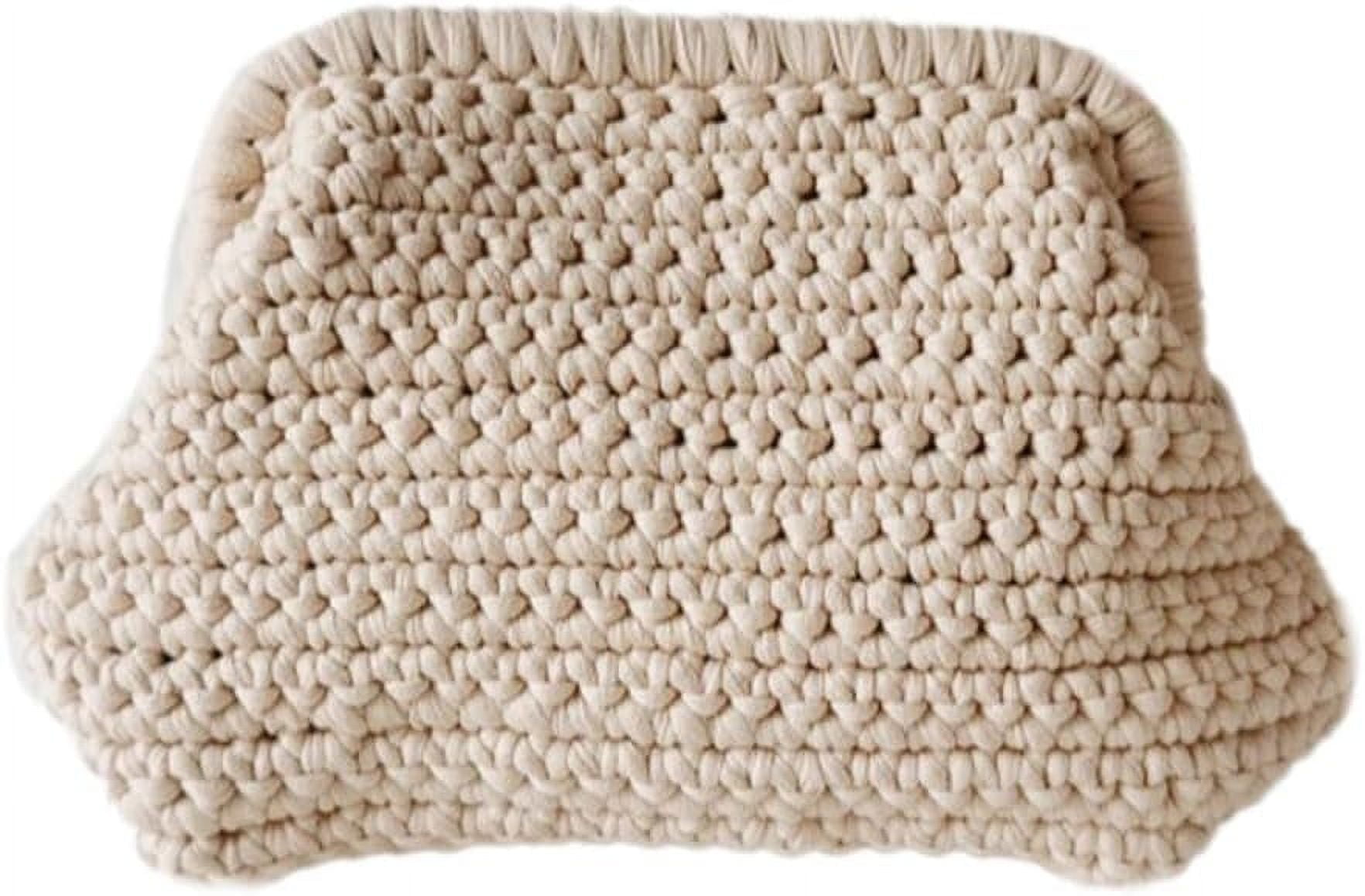 Summer Beach Clutch Purses for Women Woven Crochet Handbags Dumpling Clutch Ruched Cloud Purse Casual Colorblock Bag