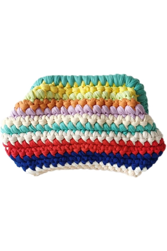 Summer Beach Clutch Purses for Women Woven Crochet Handbags Dumpling Clutch Ruched Cloud Purse Casual Colorblock Bag