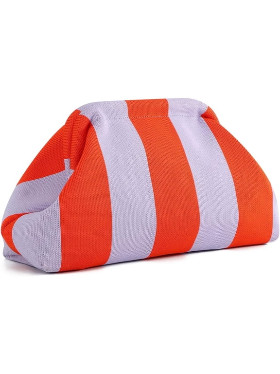 Summer Beach Clutch Purses for Women Woven Crochet Handbags Dumpling Clutch Ruched Cloud Purse Casual Colorblock Bag
