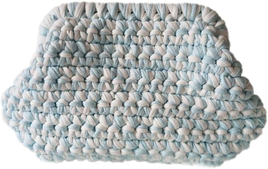 Summer Beach Clutch Purses for Women Woven Crochet Handbags Dumpling Clutch Ruched Cloud Purse Casual Colorblock Bag