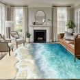 thumbnail image 1 of Summer Beach Coastal Area Rugs 8x10 for Living Room, Watercolor Seaside Waves Ocean Non Slip Washable Rug Runner, Low Pile Indoor Floor Carpet Mat Bathroom Rugs for Bedroom, Kids Room, 1 of 9