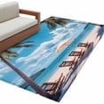thumbnail image 1 of Summer Beach Coastal Large Area Rugs for Bedroom Living Room, Soft Non Slip Carpet Bedside Rug, Blue Sea Ocean Landscape Hawaii Rectangular Floor Cover Kitchen Accent Rug 3'x5' for Dining Room/Office, 1 of 9