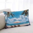 thumbnail image 1 of Summer Beach Coastal Throw Pillow Cover, Pillowcase Protectors with Zipper, Breathable Decorative Lumbar Pillow Case Cover, Blue Sea Ocean Landscape Hawaii Pillow Shams for Couch Sofa 12x20Inch, 1 of 8