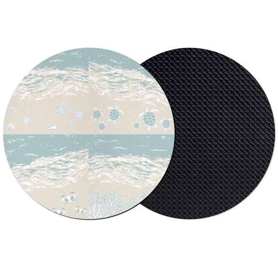 Summer Beach Coasters Set of 2, Absorbent Coasters for Drinks, Ocean Coastal Crabs Sea Turtles Corals Starfish Coaster for Desk Coffee Table Protection, Home Decor House Warming Gifts 4"