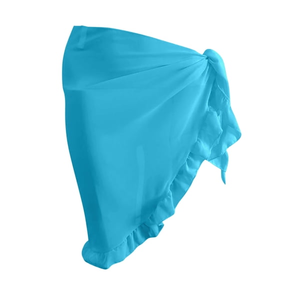 Summer Beach Cover Up Skirt Chiffon Lightweight Flowy High Waist A Line Mini Skirt with Side Slits Sky Blue One Size