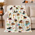 thumbnail image 1 of Summer Beach Dachshund Cartoon Play, Playful Pet Portrait Pattern, Warm Flannel Blanket for Living Room and Bedroom, Dog Lovers Just Because Gift, Pet Lover Home Decor, 1 of 9