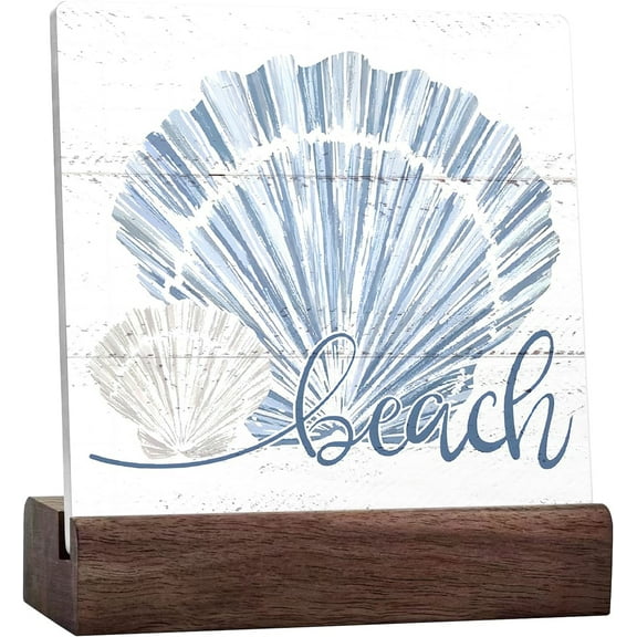 Summer Beach Decorations Ceramic Table Sign, Seashell Decor Summer Home Decor Shelf Bedroom Bathroom Decor, Beach Sign, Beach Decor House Shelf Table Decor