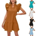thumbnail image 1 of Summer Beach Dresses for Womens 2025 Plus Size Fashion Round Neck Doll Dress Sold Color Sleevless Pleated Dress, 1 of 6