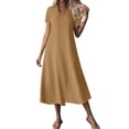 thumbnail image 1 of Summer Beach Dresses for Womens 2026 Fashion Plus Size V-Neck Short-Sleeved Casual Dress, 1 of 9