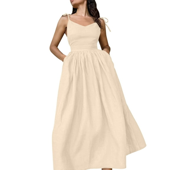 Summer Beach Dresses for Womens 2026 Plus Size Fashion New European V-neck Strap Elegant Strap Style Strap Back Strap Long Skirt Strap-neck Dress